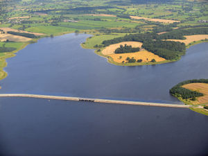 The causeway over Blithfield Reservoir near Abbots Bromley