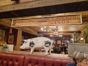 The pig was a popular sight inside the restaurant