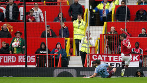 Action from Manchester United v Aston Villa