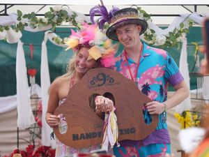 Supporting image for story: Glastonbury couple seal marriage in handtying ceremony at Healing Field