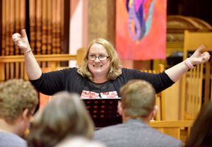Playing Eve in the production of Children of Eden is Lydia Farnham in rehearsal