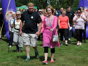 Sean and Karen Ross lead the first walkers at Rosie's Walk in 2015