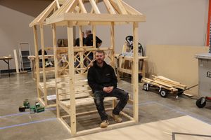 Cai with his winning joinery project win