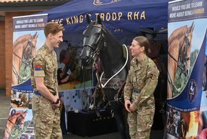 Fallings Park, Wolverhampton and Royal Artillery open day event. From The Kings Troop is: Paul Newton 26 from Lougborough and Joanna Waddington 27 from York.
