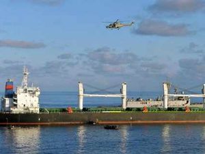 Supporting image for story: Sea captain helps rescue ship after pirate attack