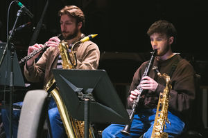 Jonathan Parapadakis (He/Him) Reed 1 ~ Flute, Oboe, Clarinet, Alto Sax
Casper Shaw (He/Him) Reed 2 ~ Clarinet, Bassoon, Tenor Sax, Bari Sax