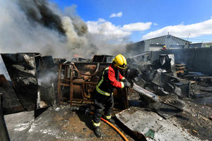 Inside the recycling plant, Stourbridge,as firefighters battle to stop the flames