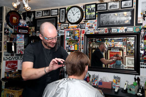 The first customers at the reopening of Taylors of Bridgnorth