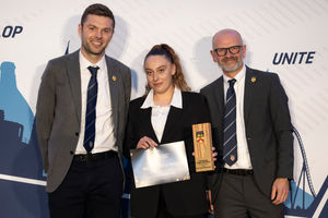 Amber Akers receives her award. Picture: Staffordshire FA/Epic Action Media 