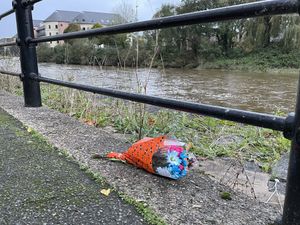 Flowers left by the river Cleddau in Haverfordwest following the incident (Bronwen Weatherby/PA)