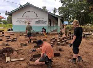 New Road students helping to build a new school in Kenya.