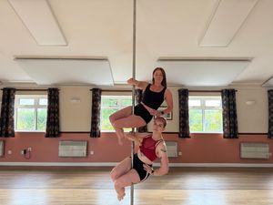 Bonnie Jordan (top) and Natalie Cregan-Evans, who run Ludlow Pole Fitness