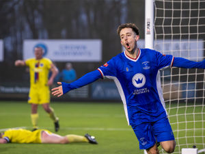 George Cater celebrates his goal. (Image by Jim Wall)