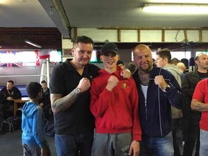West Midlands champion Ryan Cotterell with his Dad Lee (left) and coach Richie Carter.