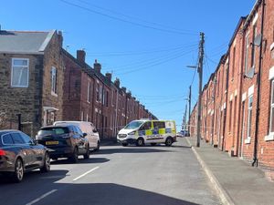 Police at the scene in Elm Street, South Moor, Stanley