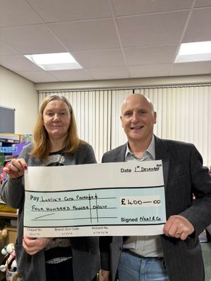 Nigel Kirkham (Director at Neal and Co) and Vi Wood (Founder, Leslie's Care Packages)