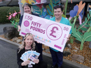 Bekki Fardoe with nurse Clare Howells-Baines, left, and carer Wendy Mates, right