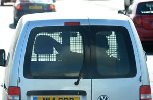 A driver is caught with his hands off the wheel 