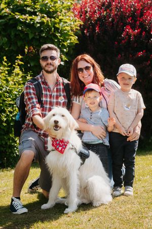 From left: Ash Wailes, Bertie, Jack Wailes, five, Gosia Wailes and Max Wailes, three, from Wolverhampton