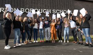 Students celebrate their GCSE results at Burton Borough School