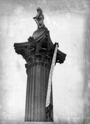 Edwin Drummond on the side of Nelson's Column in 1978