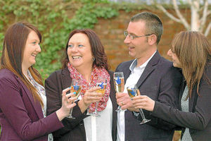 Sue and James celebrate with Sue's daughters Gabrielle, 18, and Pagan, 27