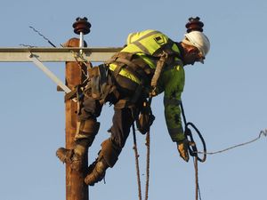 Engineer repairing a power line