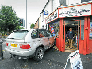 Supporting image for story: Car ploughs into the front of Cannock corner shop