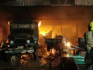 Supporting image for story: Classic cars damaged in large Ludlow fire