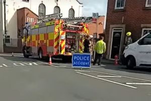 A fire crew dealt with the incident at Five Ways Island, Lower Gornal this morning (Sunday)l