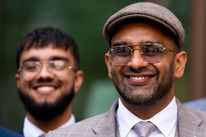 Solicitor Akhmed Yakoob outside Westminster Magistrates' Court, London, where he is charged with money laundering.