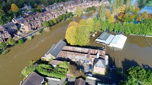 Flooding in Bridgnorth in October 2019. Pic: @ChrisBaingerEA