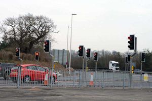 Traffic at Emstrey Island on the A5 at Shrewsbury