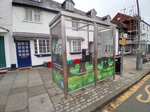 A picture of one of the green roof bus shelters that has been installed in the county