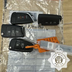 Car keys recovered by police at the suspected chop shop