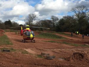 The Midlands Air Ambulance at the motocross track in Meriden yesterday