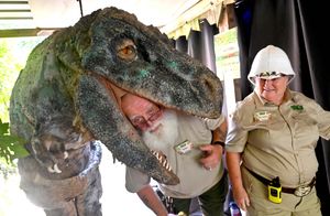 Getting ready for the dinosaur show: Spider at the Wild Zoo