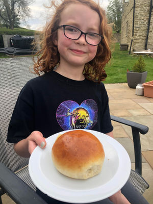 Aine Byrne, aged 9, from Bourton, Much Wenlock, has been improving her baking skills including here making burger rolls