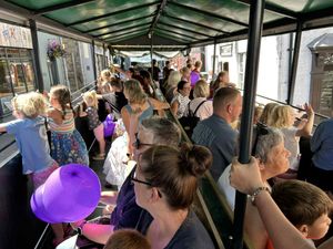 All aboard the fun day bus which took people for a ride around the town
