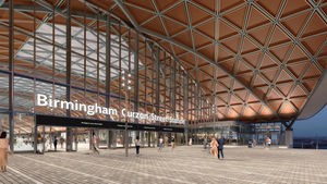 Artist impression of the main entrance of Curzon Street Station, Birmingham. PIC: HS2