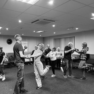 Members of Rugeley Musical Theatre Company rehearsing for Hello, Dolly!