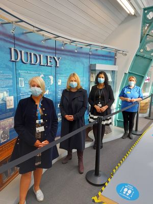 Suzanne Webb MP, with Diane Wake, CEO of The Dudley Group NHS Trust, and Matron Sara Davis