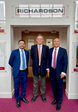 Andrew Griffith, Shadow Secretary of State for Business and Trade, right, with Martyn Richardson, centre, and Saqib Bhatti, left.