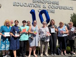 Volunteers and knitters at the birthday celebration