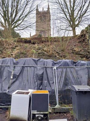 Part of the wall behind St Laurence's Church that collapsed in 2013. Picture: Andy Boddington