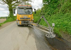 The Roadmaster and its crew make light work of a large pothole that needed fixing on a Shropshire lane after the bad weather earlier in the year