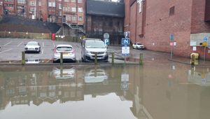 The Gap car park in Shrewsbury saw rising water levels on Wednesday