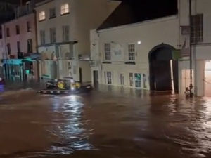 Supporting image for story: Storm Claudia: River breaks banks and floods Waitrose during severe weather warning