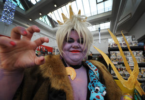 Dressed as Ursula from The Little Mermaid, at Saddlers Shopping Centre is Katie Skipton, of Walsall..