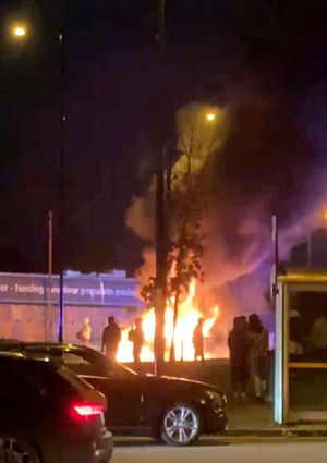 Footage shows the huge fire ball sparked by the collision